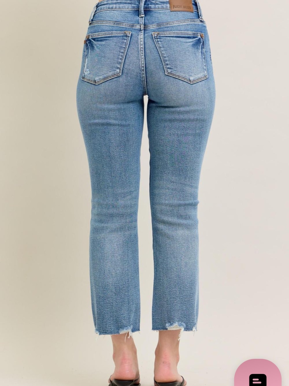 Judy Blue Mid Rise Vintage Wash Destroy Hem Kick Flare Denim Jeans 88979 - Picture 2 of 11